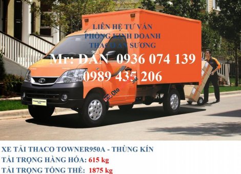 Thaco TOWNER 950A 2016 - Bán xe Thaco Towner 950A, tải trọng 990Kg trả góp. LH 0936074139
